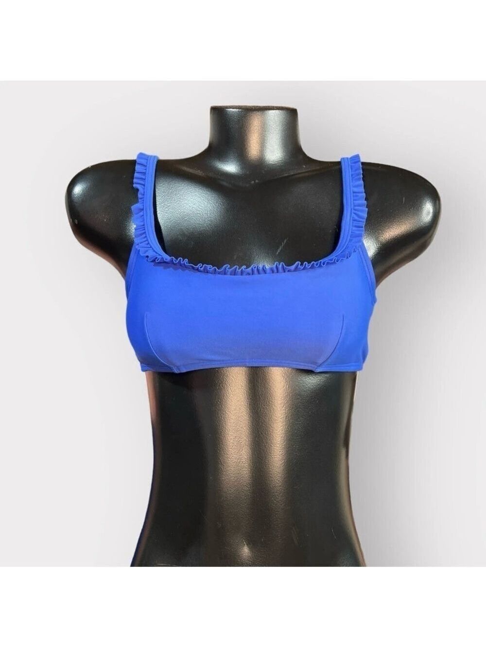P196 Tommy Hilfiger NEW Swim Bralette Bikini Top Medium Blue Ruffle NWT Auction